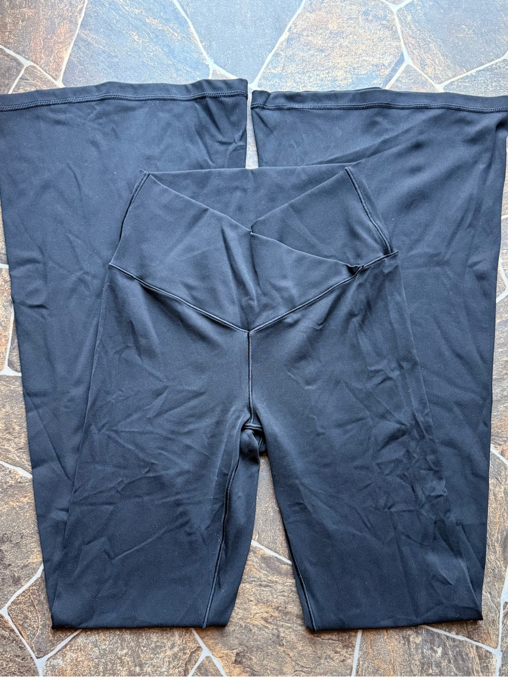 aerie Black V-Waist High-Rise Flare Leggings